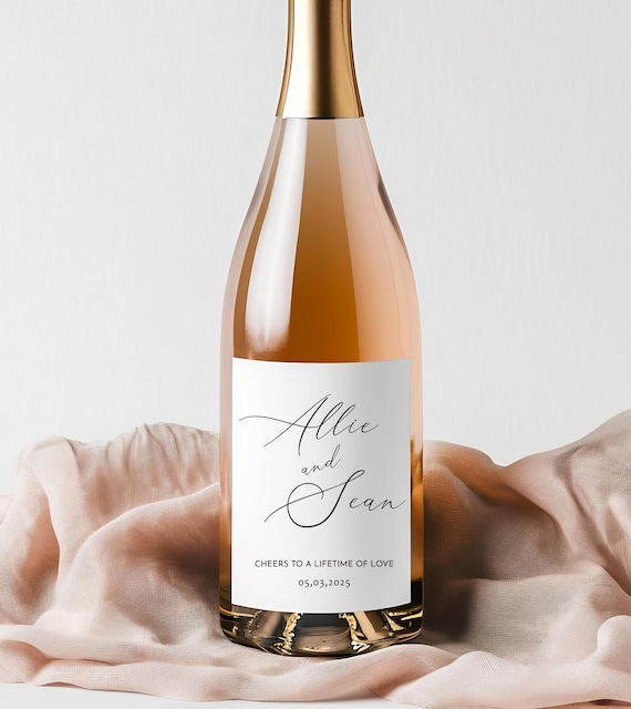 Custom Engagement Wine Label, Wedding day Champagne Labels  - Anniversary - Thank you gift, Wedding gift, Engagement Gift Label