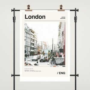 London Travel Poster Print, London Print, Vintage Photo Print, London England Decor, London Wall Art, Minimalist City Color Palette UK