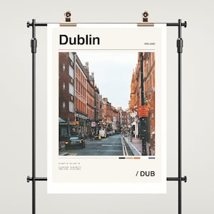 Dublin Travel Poster Print, Dublin Irland Poster, Vintage Fotodruck, Irish Decor, Dublin Wandkunst, minimalistische Stadt Farbpalette