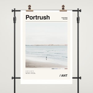 Portrush Travel Poster, Portrush Ireland Print, Vintage Photo Print, Northern Ireland Decor, Ireland Wall Art, Minimalist City Color Palette