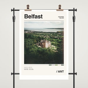 Belfast Travel Poster, Belfast Ireland Print, Vintage Photo Print, Northern Ireland Decor, Ireland Wall Art, Minimalist City Color Palette