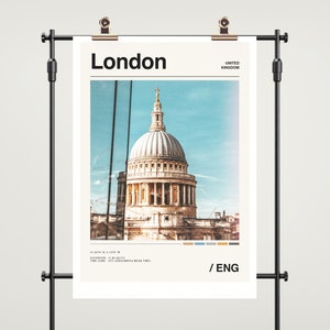 London Travel Poster Print, London Print, Vintage Photo Print, London England Decor, London Wall Art, Minimalist City Color Palette UK