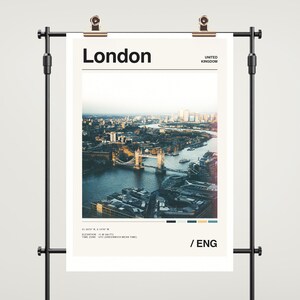 London Travel Poster Print, London Print, Vintage Photo Print, London England Decor, London Wall Art, Minimalist City Color Palette UK
