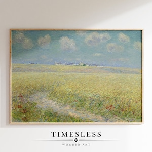 Printable Wildflower Field Landscape Oil Painting, Vintage Landscape Art Print, Country Field Wall Art Digital Download | L176