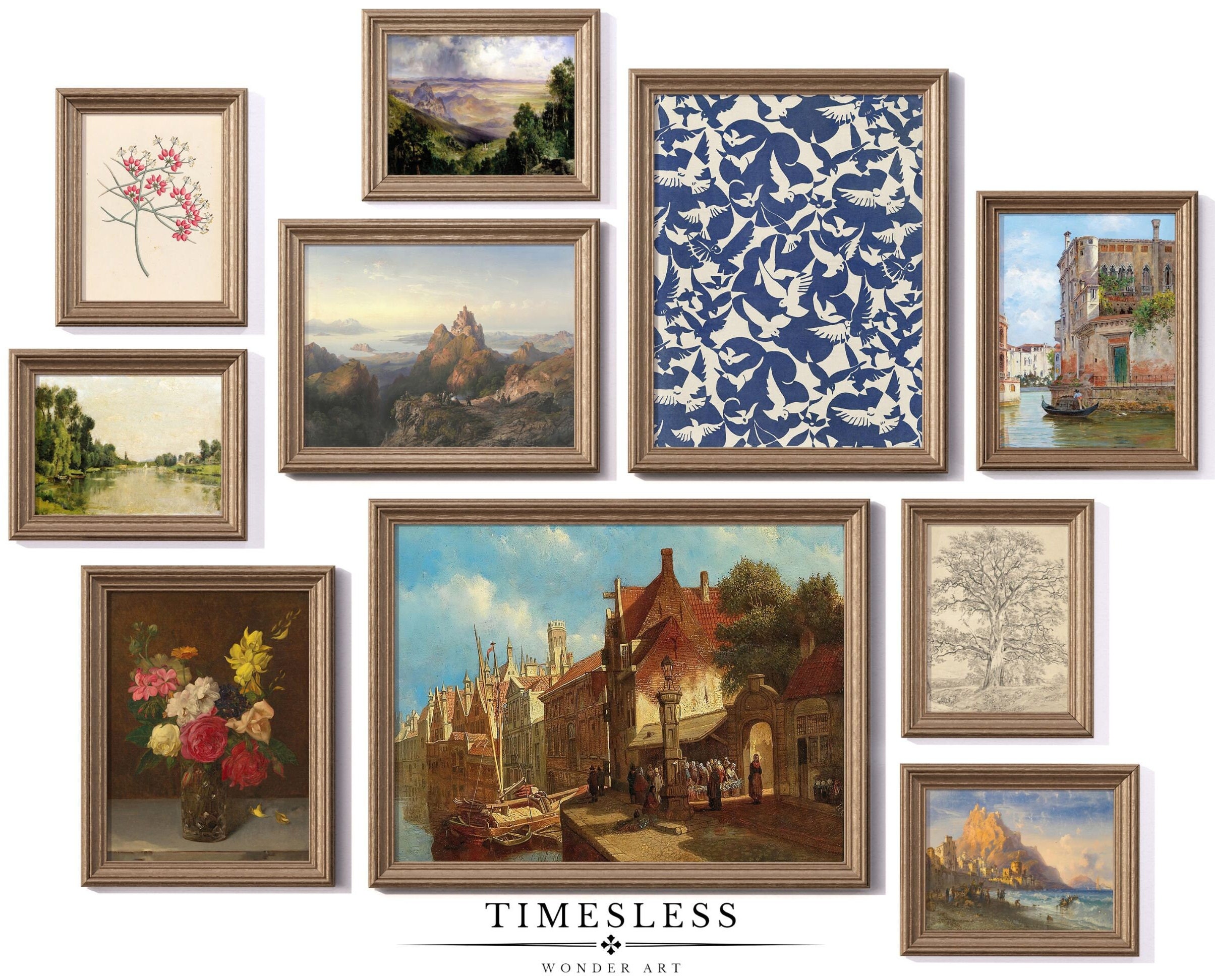 Printable Vintage Gallery Wall Art SET | Antique Country Prints ...
