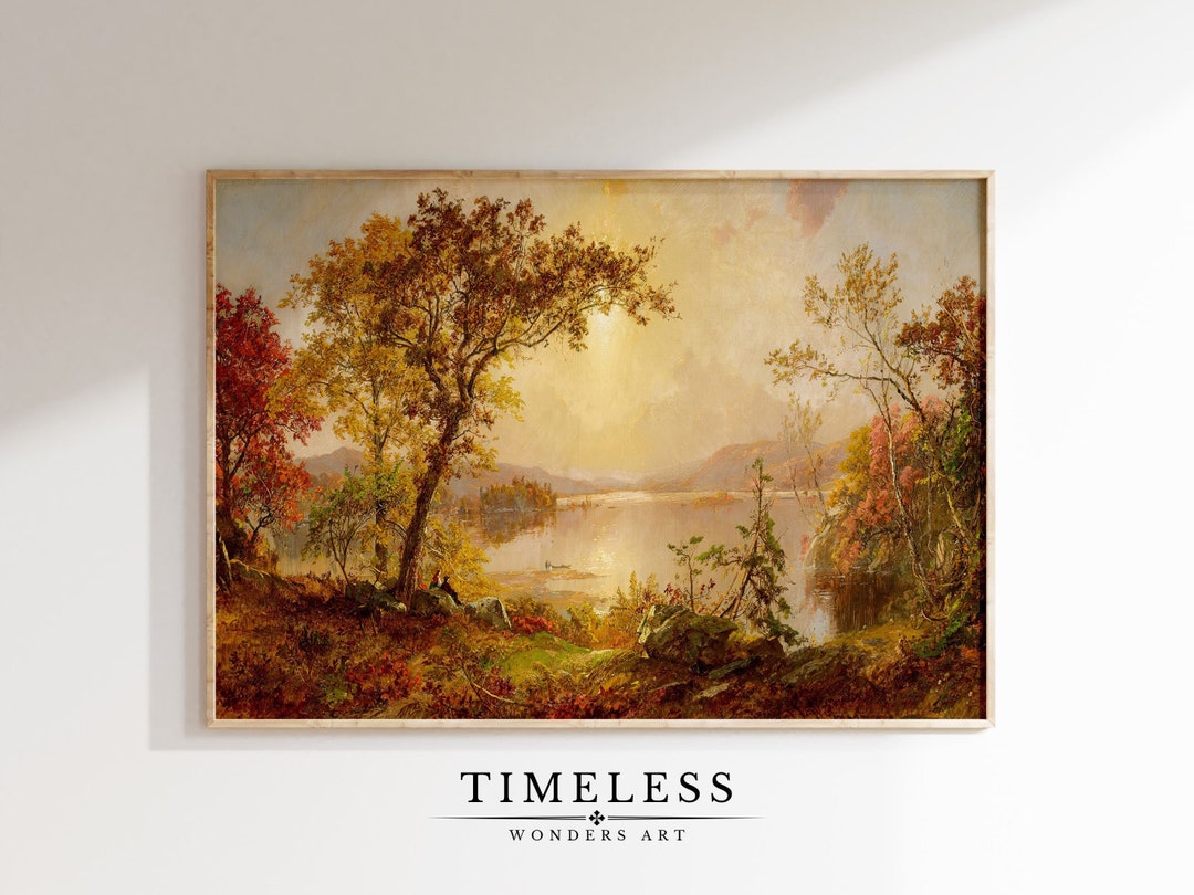 Autumn Lake Oil Painting | Classical Art | Vintage Landscape Wall Art ...