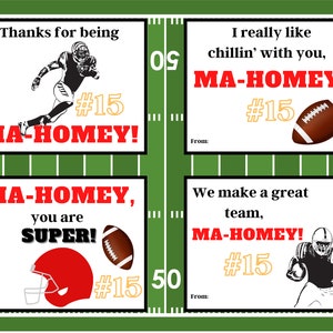 Cartões de dia dos namorados de futebol de Patrick Mahomes, Super Bowl, cartões de dia dos namorados infantis, download digital, para impressão