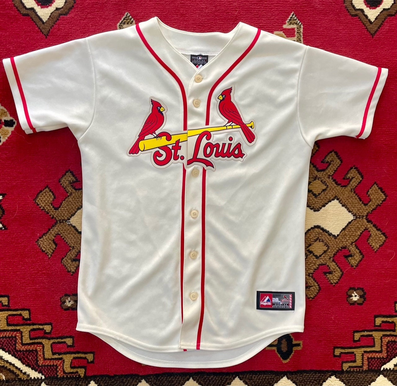 St. Louis Cardinals Authentic Russell Vintage MLB Baseball Red Jersey Mens  MED