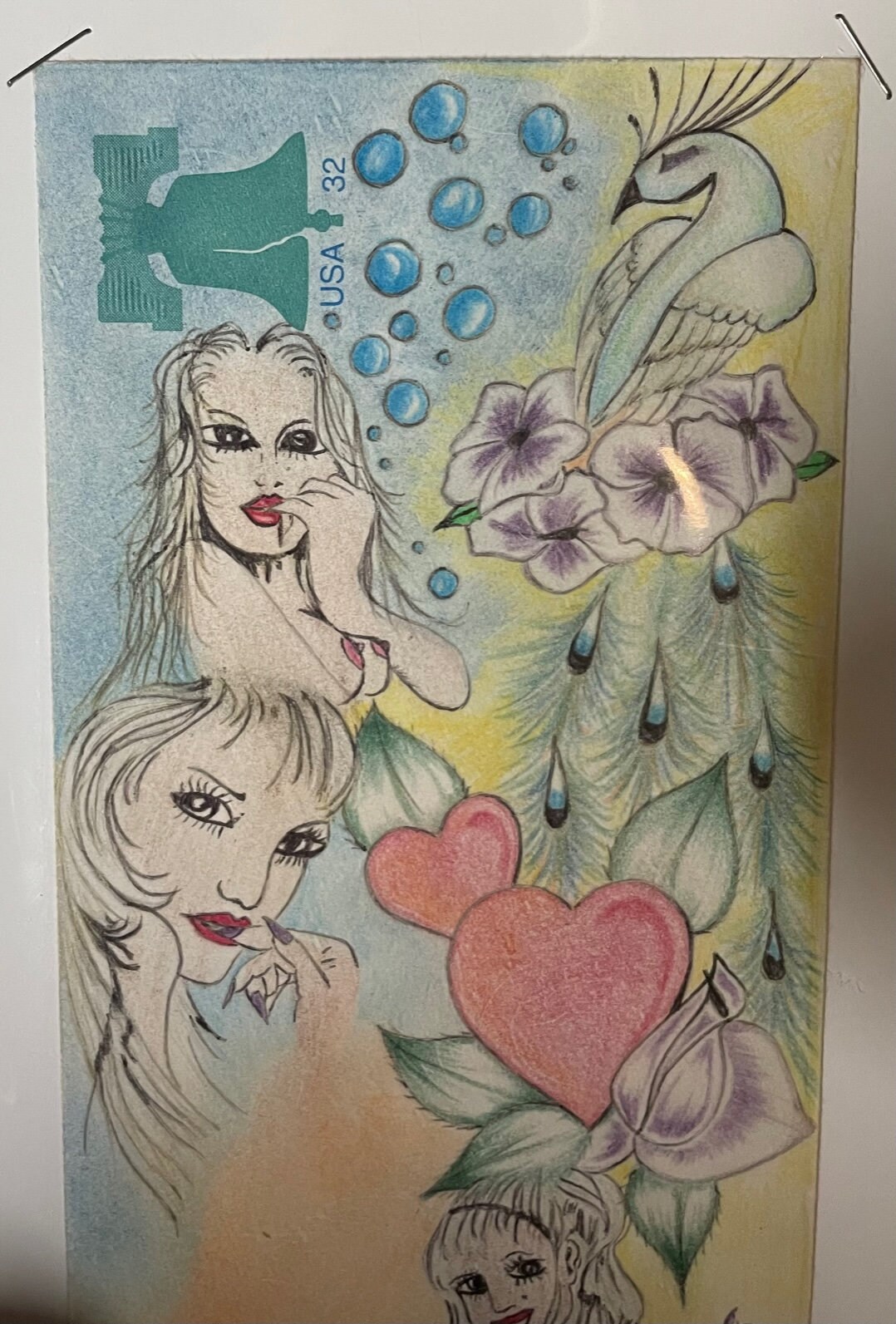 Prison Art Envelope Inmate Drawings Colored Pencil Jail Girl Etsy