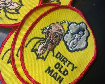 Vintage Sew on Patch 70s Dirty Old Man adult