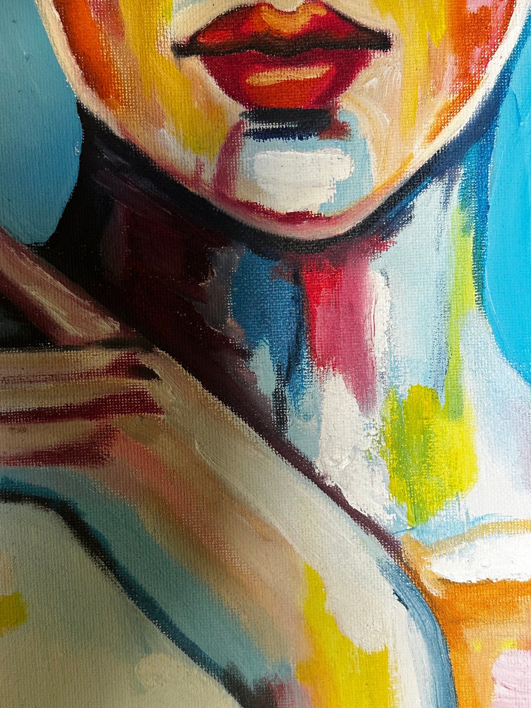 Colorful Lady Painting | Figurative Art | Female Portrait Canvas | Oil ...