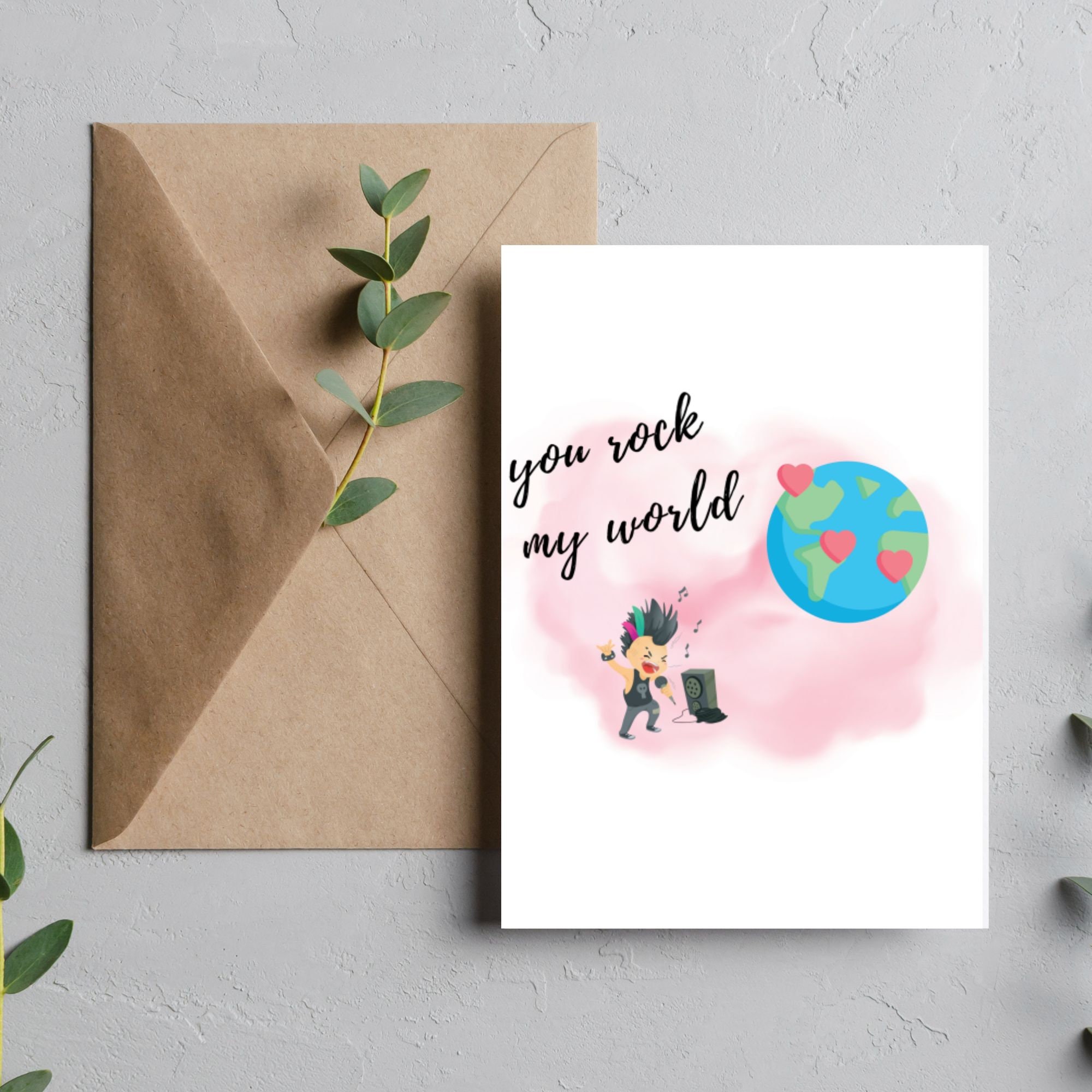 You Rock My World Printable File, Valentines Day, Card Design Cut Out ...