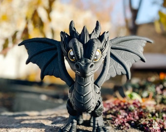 Dragon GÉANT imprimé en 3D aux yeux multicolores
