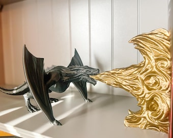 Fire-Breathing Dragon Bookend: 3D Printed Fantasy Shelf Decor