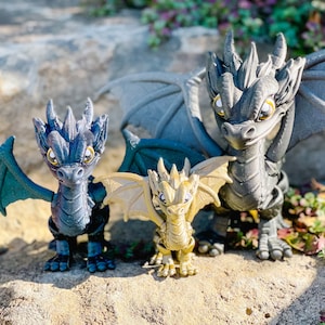 Black, Blue & Gold 3D printed Dragons image 2