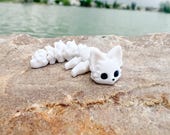 小さな白いキツネの置物：オニキスのレプリカキーホルダーオプション