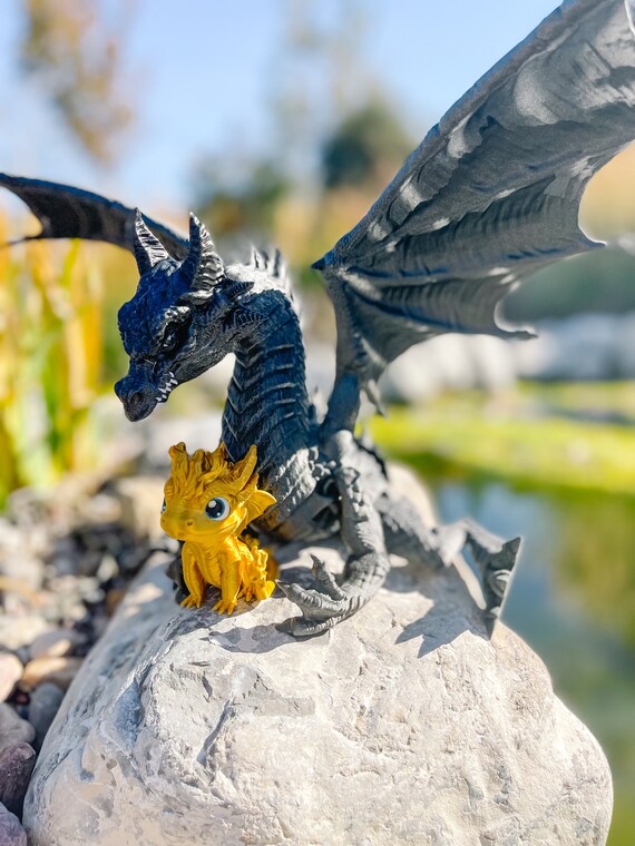 Black & Gold Deluxe 3D Printed Dragon Set - Etsy