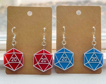 D&D Inspired Dice Earrings | Twenty Sided Dice Earrings | Dice Earrings