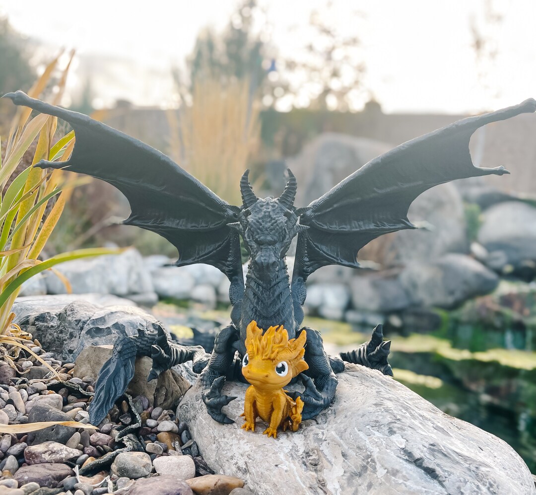 Black & Gold Deluxe 3D Printed Dragon Set - Etsy
