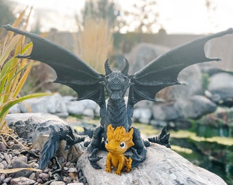 Black & Gold Deluxe 3D printed Dragon Set