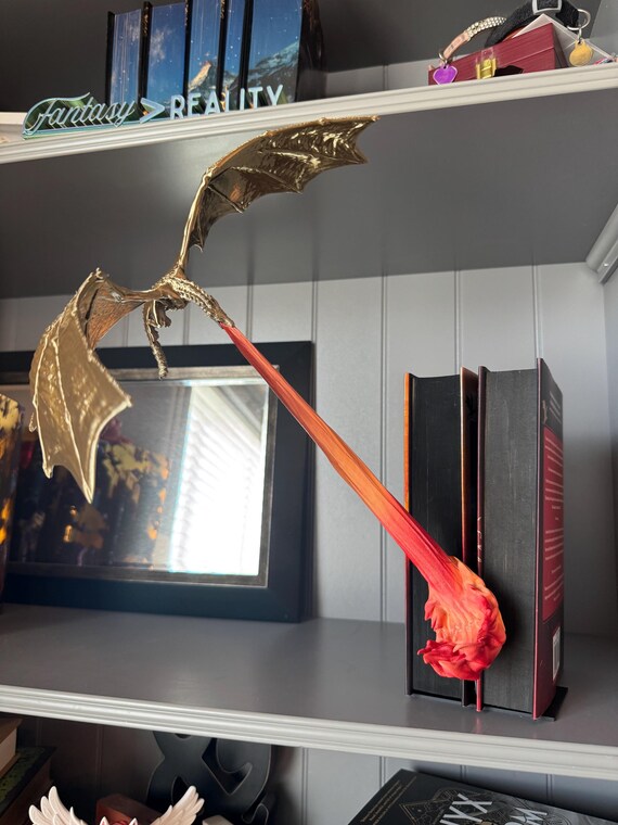 Volcano Dragon Standing On Books Statue – 6H Fantasy Figurine – Polyresin Room Decor
