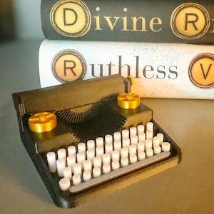 Divine Rivals Typewriter Replica: Mini Bookshelf Decor for Book Lovers | Letters of Enchantment Series | Rebecca Ross Merch