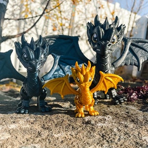 Black, Blue & Gold 3D printed Dragons image 1