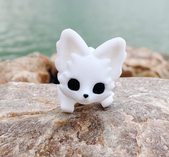 Little White Fox Figurine: Onyx Replica Keychain Option - Etsy
