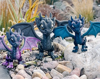Black, Blue & Purple 3D printed Dragons | Fourth Wing Inspired | Black Dragon | Purple Dragon | Blue Dragon | Fourth Wing Replicas