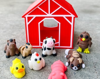Mini Barn Playset | Farm Animals | Farm Toys | Minis | 3D Printed Minis | Farm Set | Barnyard Playset