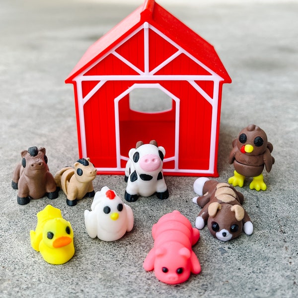 Mini Barn Playset | Farm Animals | Farm Toys | Minis | 3D Printed Minis | Farm Set | Barnyard Playset
