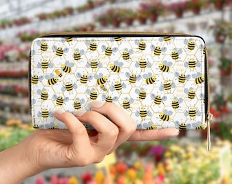 Portemonnee Bee Kind Queen Bee Honingraat Cadeau voor Bee Lover Apiarist Bee Keeper Portemonnee Tuinman Ritssluiting Clutch Bee Soort Kunstleer Portemonnee