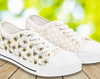 Sneakers Bee Kind Gardening Tennis Women's Low Top Bee Shoes Gardening Lover Foot Wear Honey Bee Gardening Clothes Bee Kind Walking Shoes