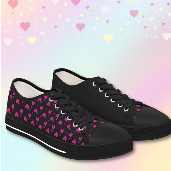 Chaussures coeurs roses semelle noire valentine tennies baskets basses pour femme amateur de jardinage chaussures de jardinage chaussures de marche