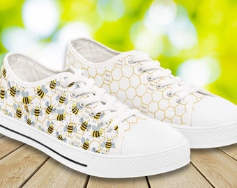 Sneakers Bee Kind Gardening Tennis Women's Low Top Bee Shoes Gardening Lover Foot Wear Honey Bee Gardening Clothes Bee Kind Walking Shoes Wh