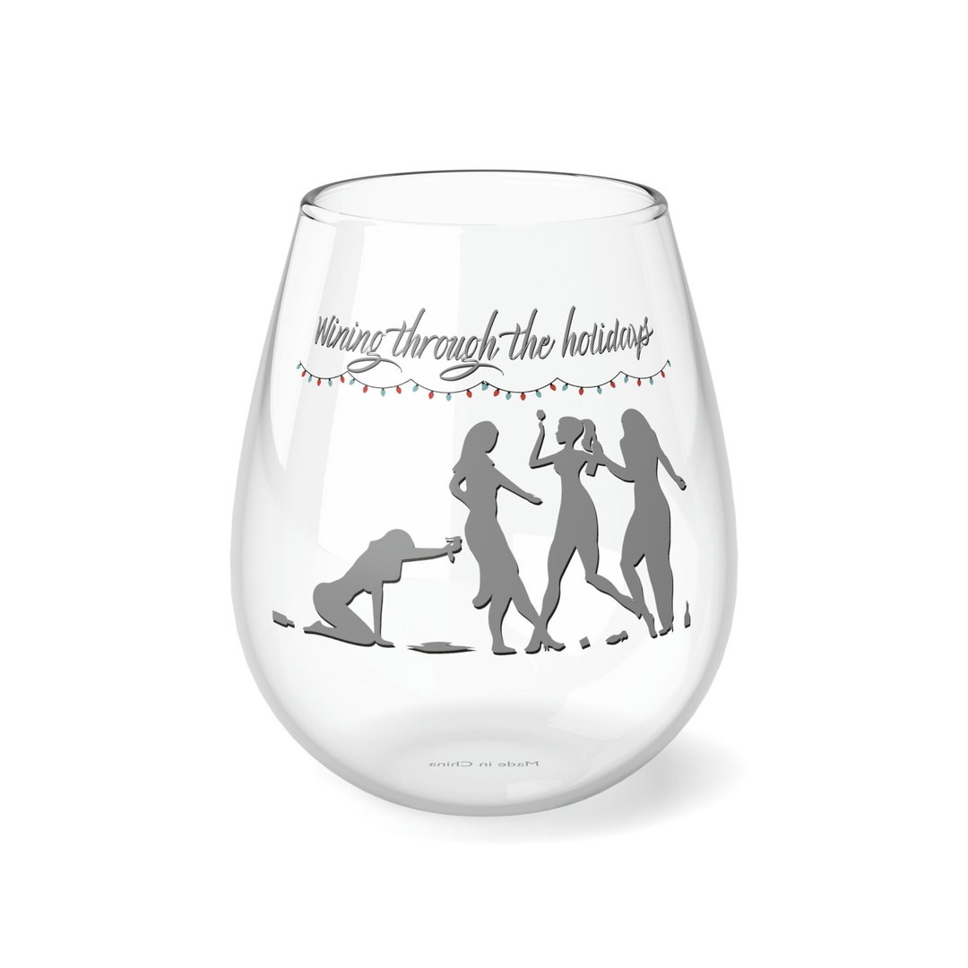 Stemless Christmas Wine Glass Gift for Home Xmas Holiday Wine Etsy