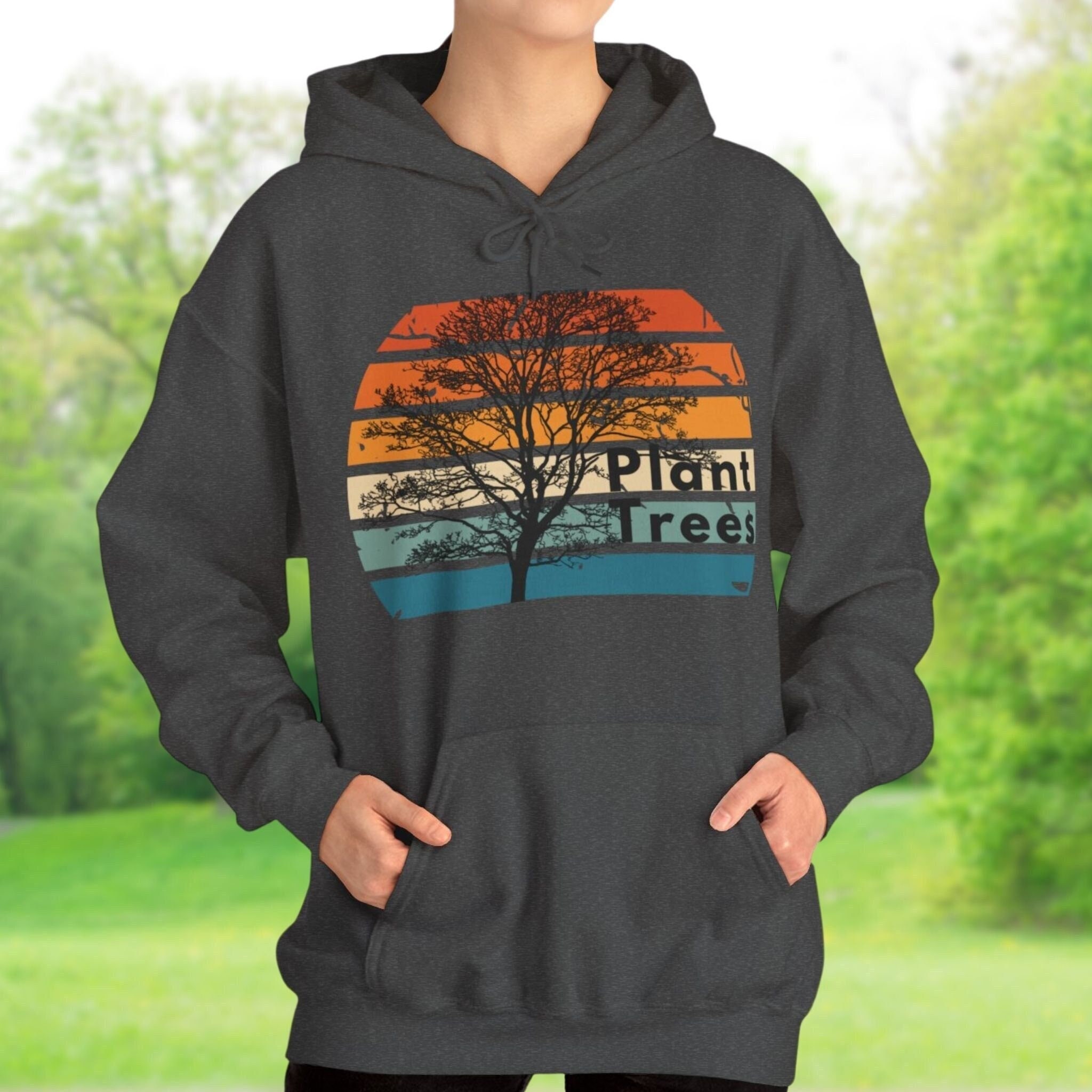 Window Treatments Ladies Mountain Treetop Print Hooded Sweatshirt