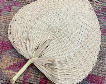 Sweetgrass rattan palm leaf fan boho art wall decor