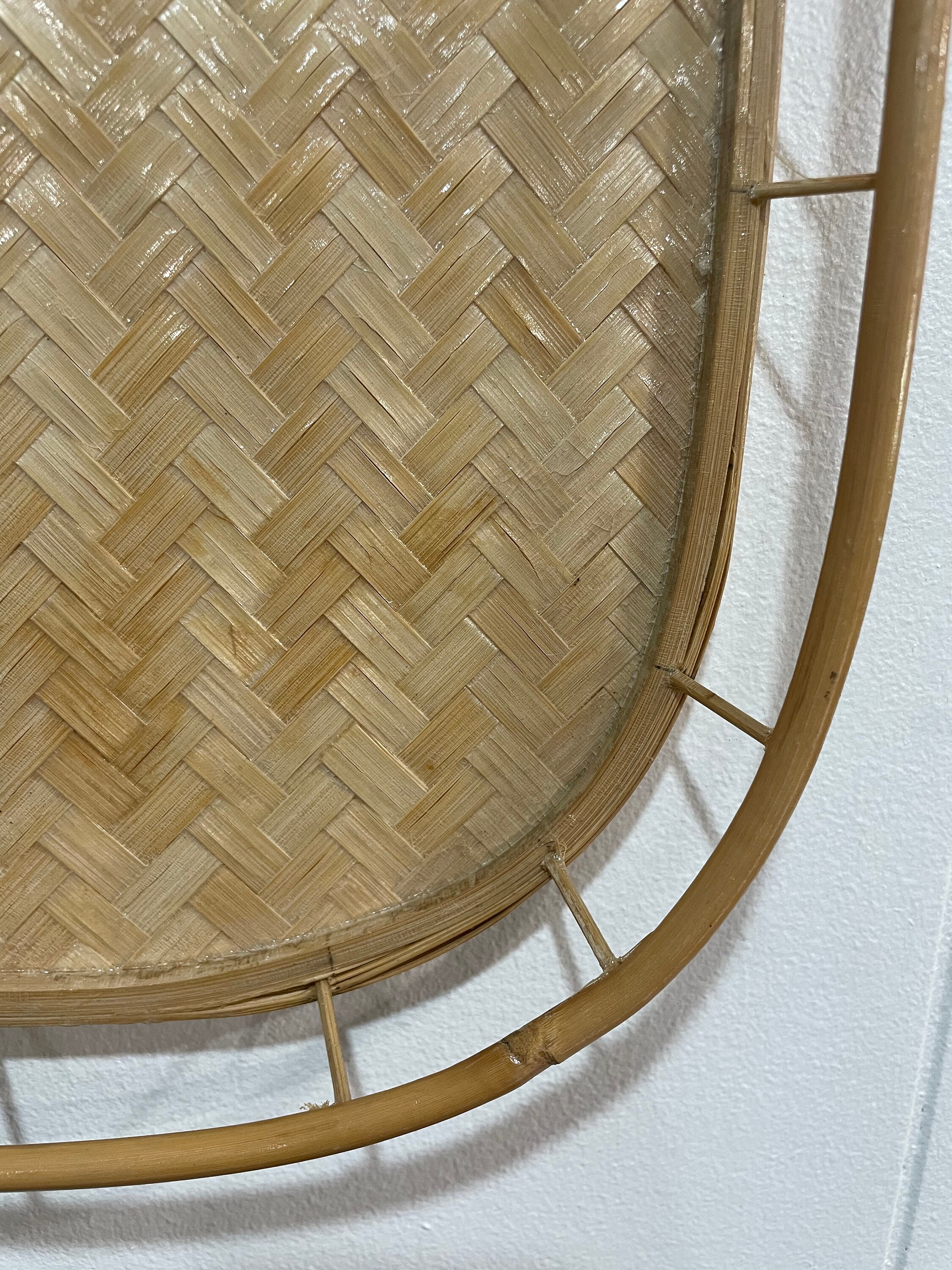 Vintage Tiki Bamboo Rattan Serving Trays Mid Century Etsy