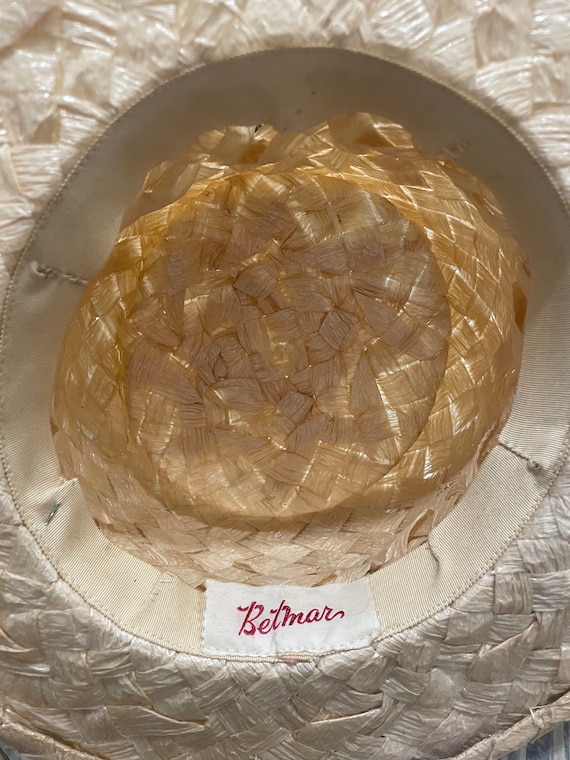 Vintage 1950s Betmar ladies basket weave hat sz7 - image 4