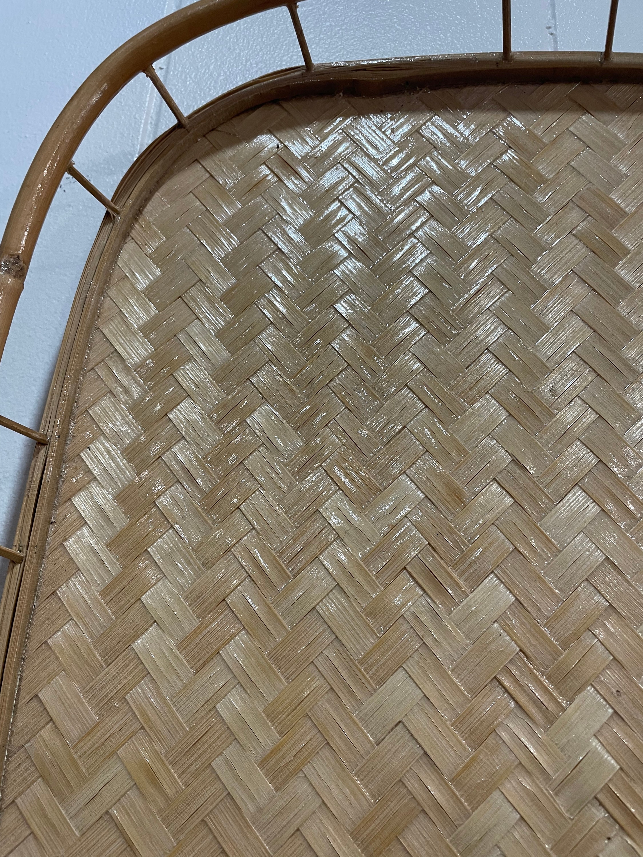 Vintage Tiki Bamboo Rattan Serving Trays Mid Century Etsy