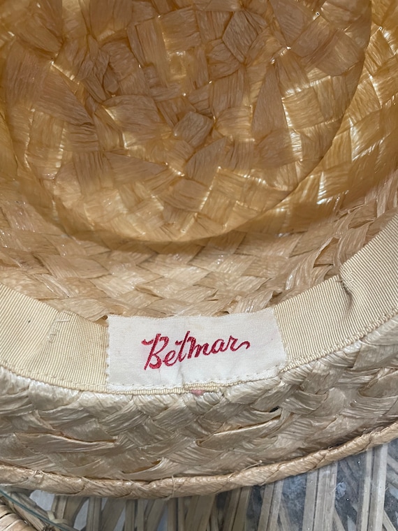 Vintage 1950s Betmar ladies basket weave hat sz7 - image 3