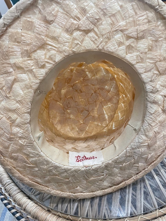 Vintage 1950s Betmar ladies basket weave hat sz7 - image 2