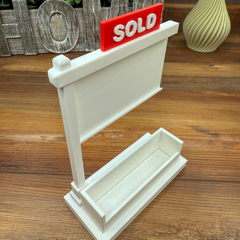 Realtor Business Card Holder: 3D Printed Real Estate Sign Desk Display