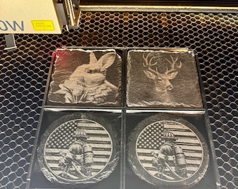 Laser Engraving Jig: Slate Coaster Holder, Round & Square