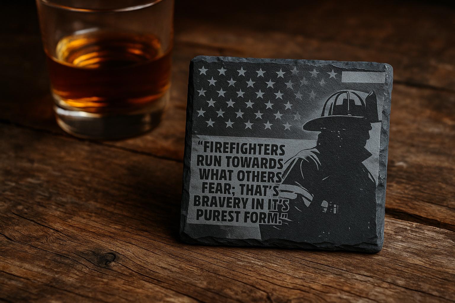 Inspirational Firefighter Slate Coasters – Rustic Laser Engraved Set - Etsy