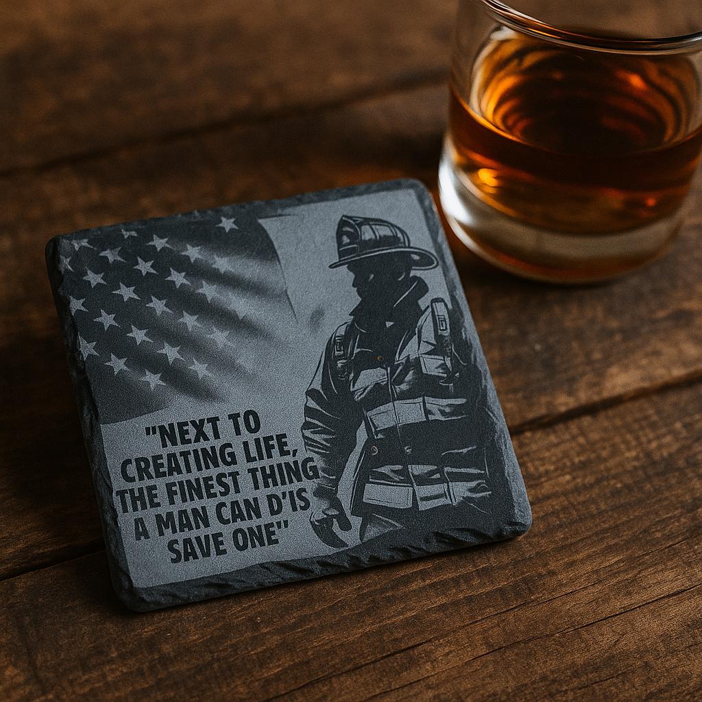 Inspirational Firefighter Slate Coasters – Rustic Laser Engraved Set - Etsy