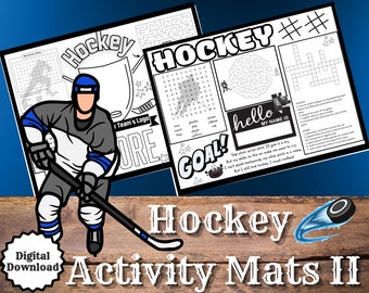 Hockey Coloring Placemat II, Pack of 2,  Digital File, Printable, Standard 8.5" x 11", Hockey Fun Party, Activity Sheet