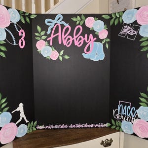 Custom Handpainted Tri Fold Display Board, Senior Graduation Photo Display