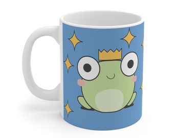 Royal Frog Mug 11oz | Kawaii Animal Mug | Frog Prince, Princess